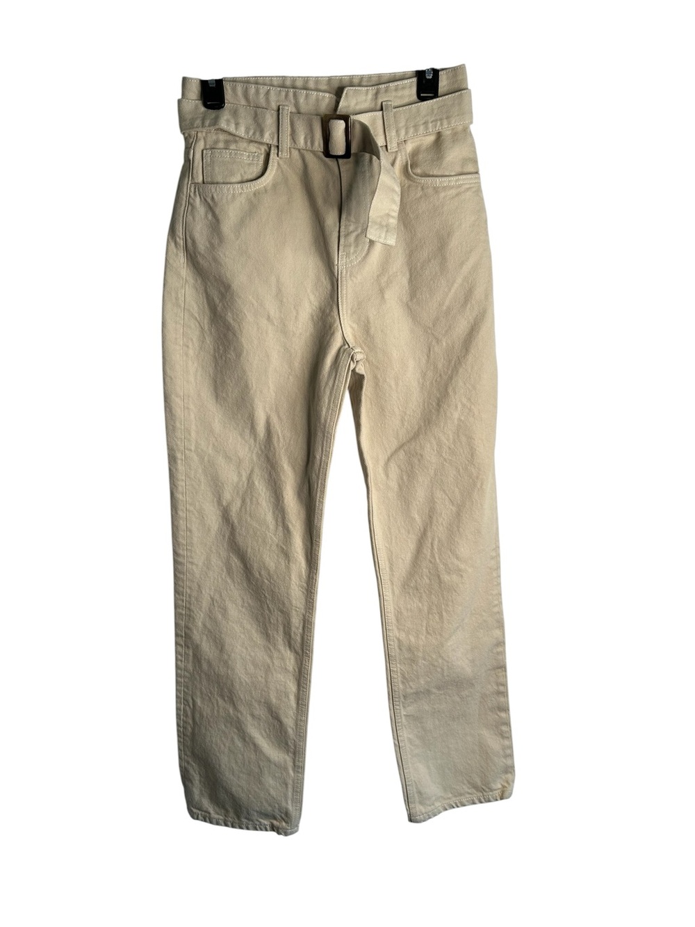 Reformation Women’s Size 27 Jeans Cream Colored High Waisted Belted 4886